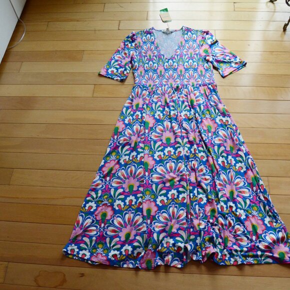 Boden Bethany Smocked Jersey Dress US 8R NWT - Picture 2 of 13